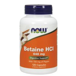 NOW BETAINE HCL 648MG 120 KAP