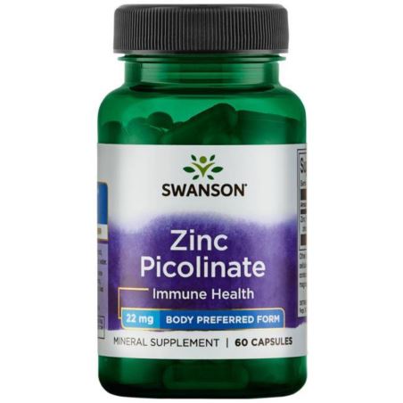 SWANSON ZINC pikolinian picolinate cynk 22 mg 60 k