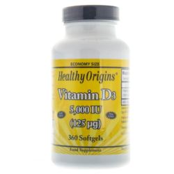 Healthy Origins Vitamin D3 5000 IU 125ug 360 sofg